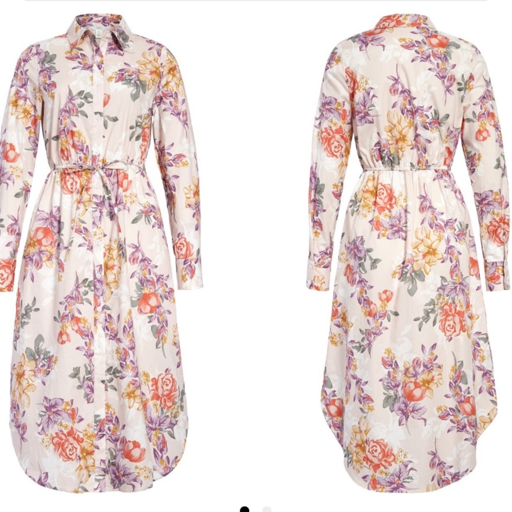 1901 Floral Print Long Sleeve Midi Dress Nordstroms